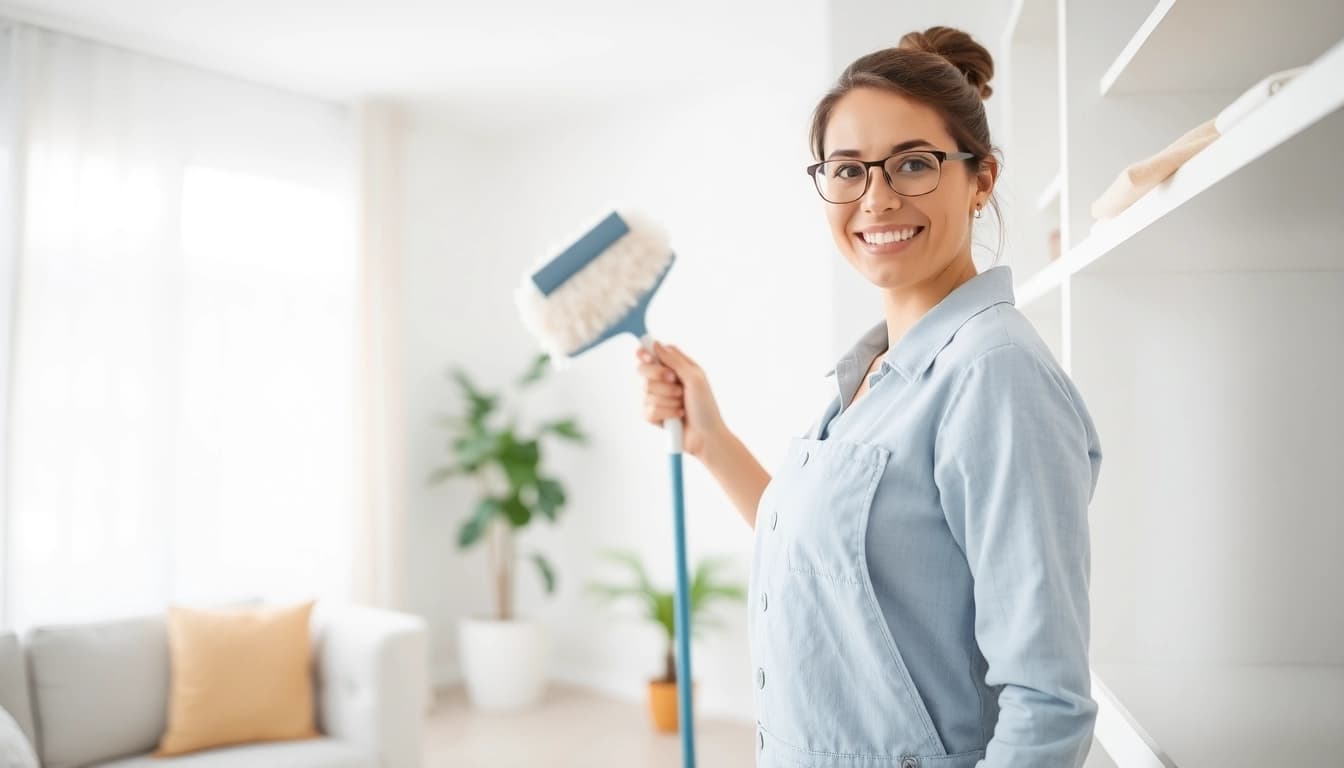 Engaging cleaning services calgary professional in action within a bright, tidy home.