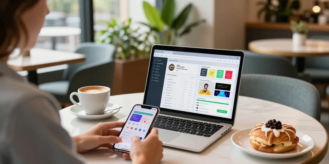Die besten Seiten, um echte Abonnenten auf Instagram zu kaufen, in einem modernen Café.