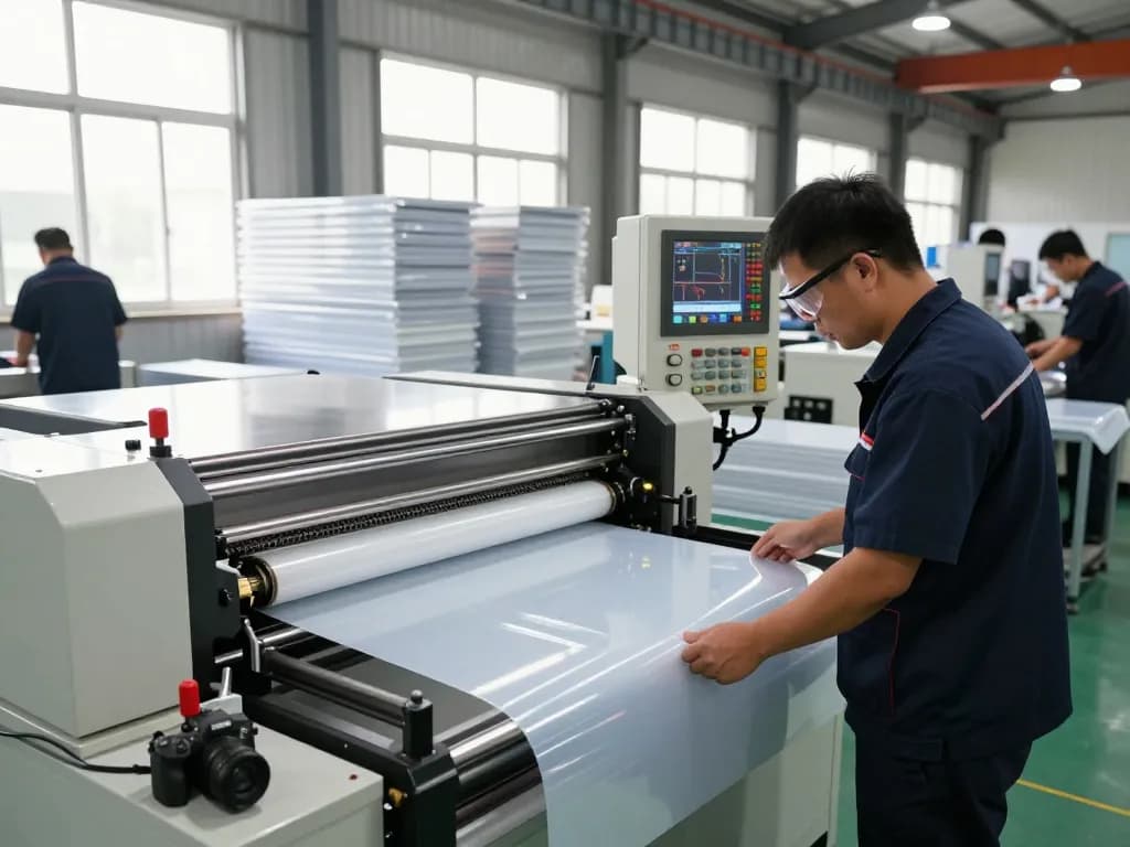 Inspecting high-quality bóc giấy ép plastic hà nội lamination machine in an innovative industrial setting.