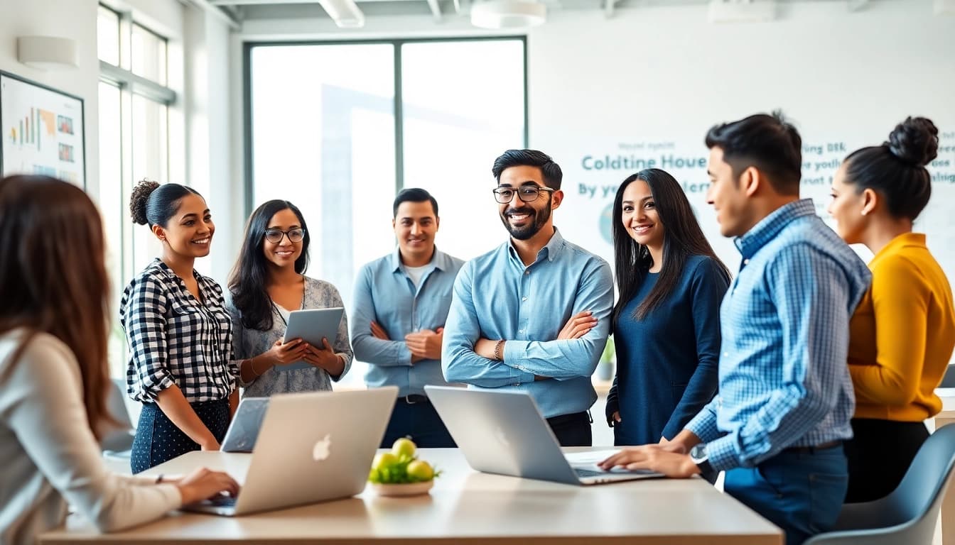 Founder leadership insights showcase an entrepreneur collaborating with a team in a modern office.