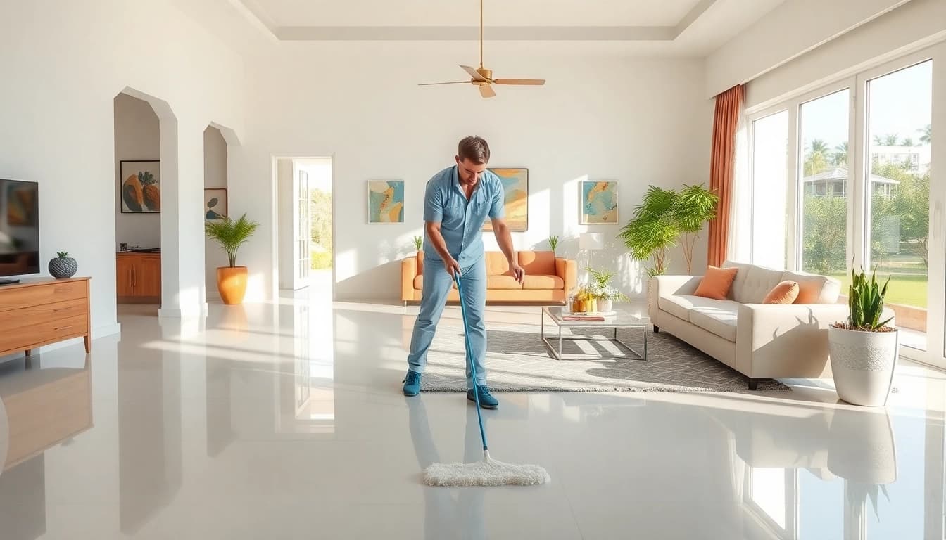 Experience flawless Villa Deep Cleaning Services Dubai with professional cleaning experts in a sunlit home.