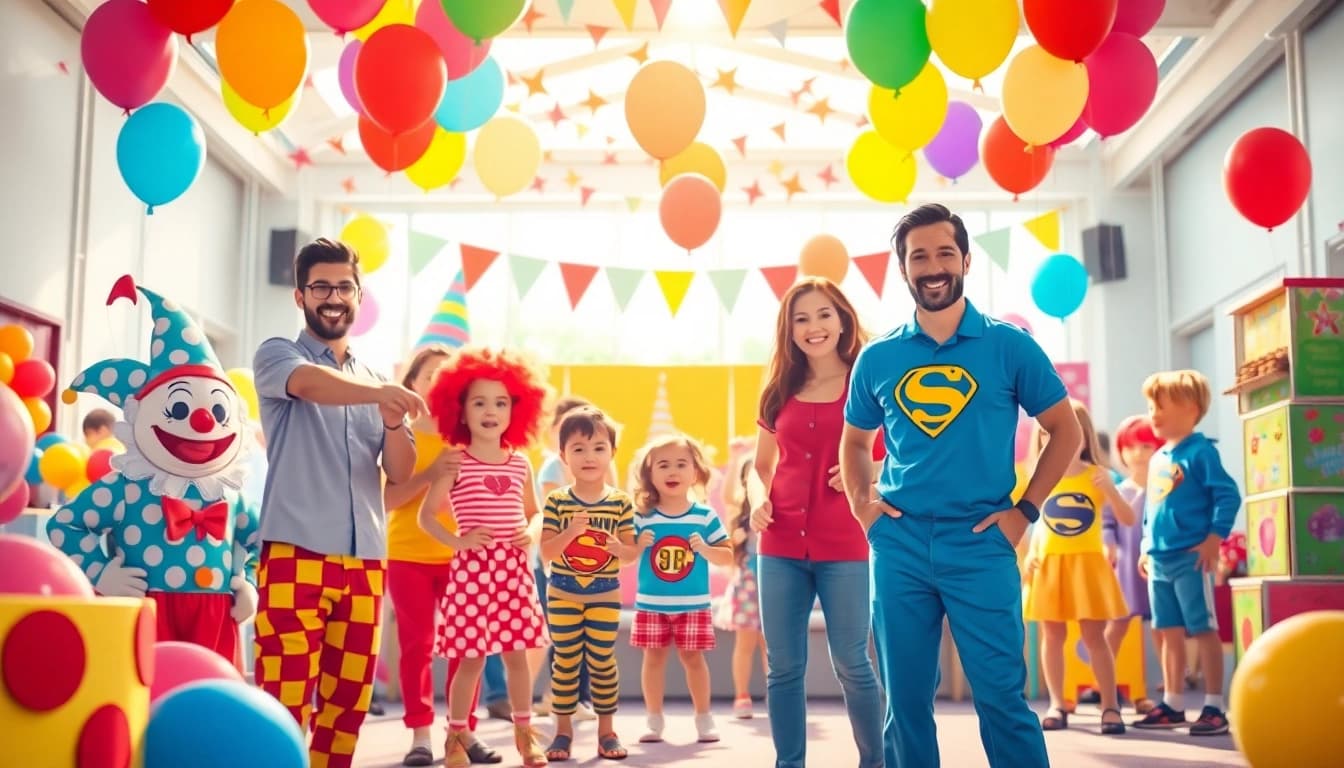 Celebrate with fun activities at https://www.tcspecialentertainment4u.com, featuring colorful decorations and joyful characters.