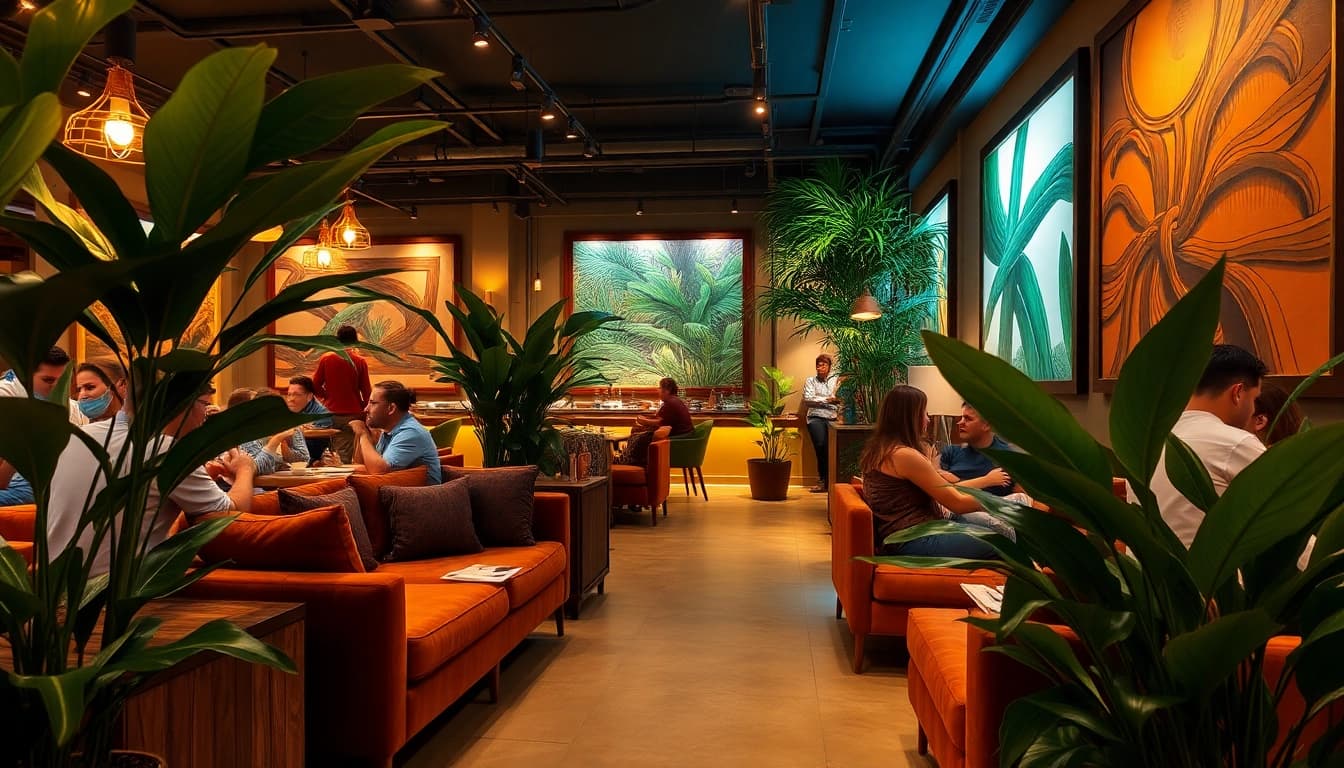 Members enjoying a relaxing moment at Meltz Social Club Madrid with stylish decor.
