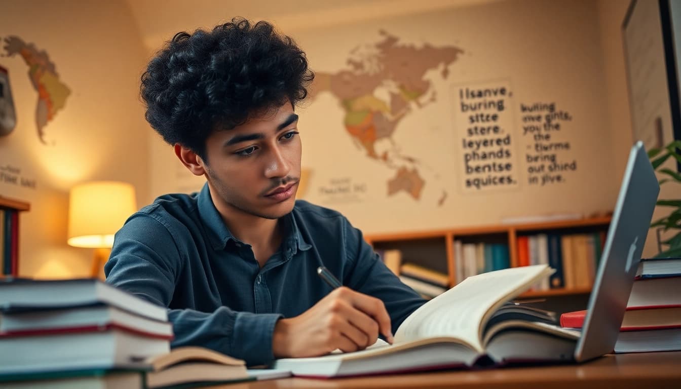 Pay someone to take GRE for me, professional student focused in a study space with books.