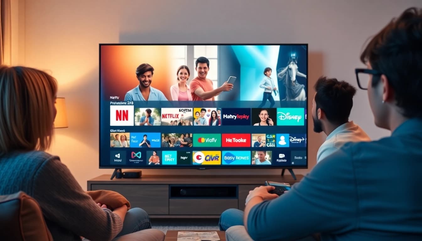 Experience high-quality streaming with https://vizomate.com in a modern living room.