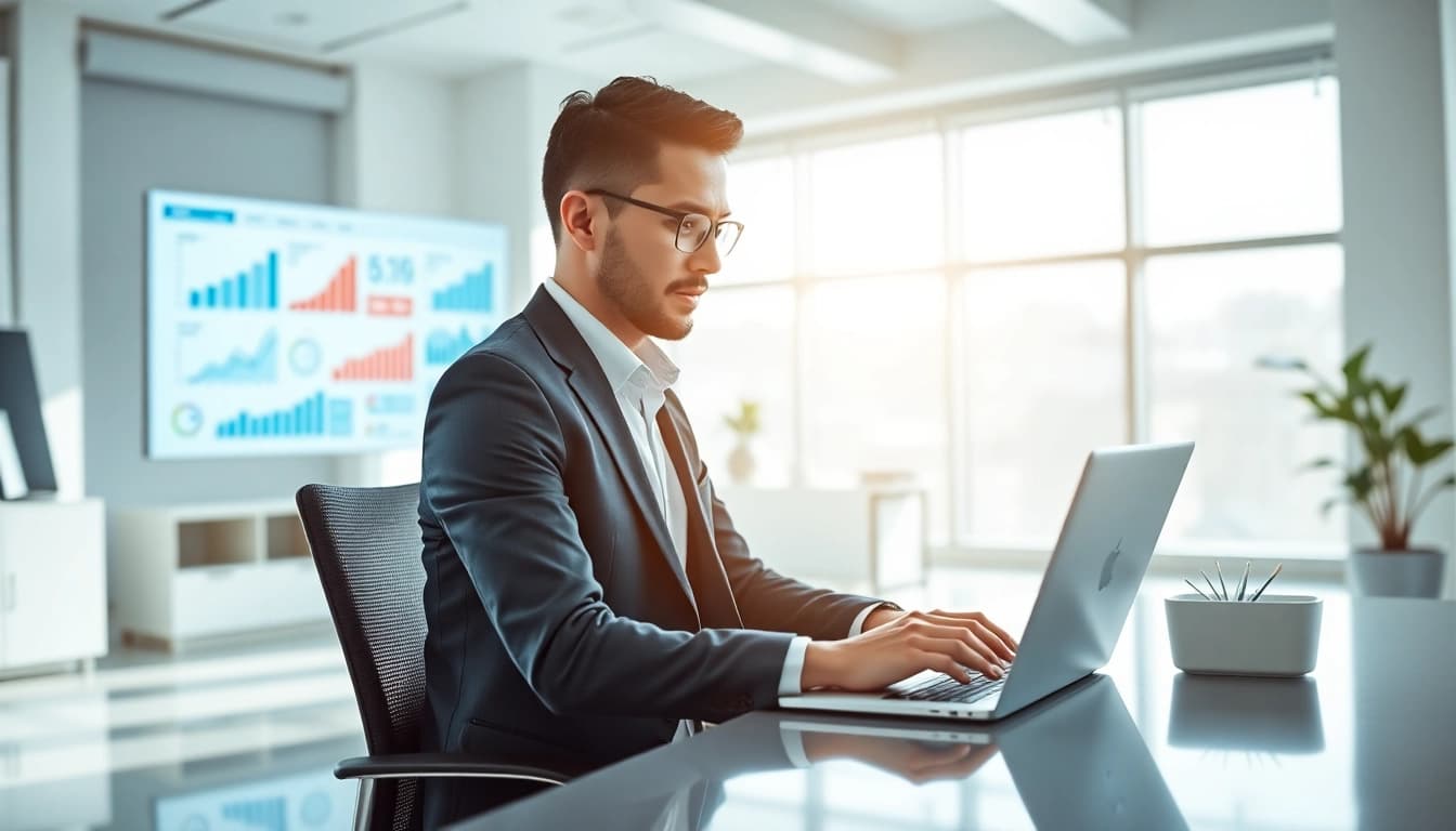 SEO specialist nz analyzing digital marketing strategies in a modern office.