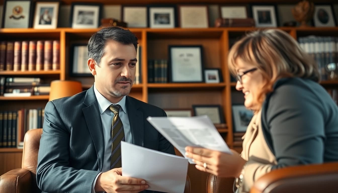 Seattle Social Security Disability Lawyer meeting with a client in an inviting office environment.