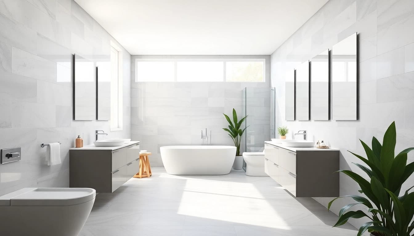 Find expert bathroom renovations near me with stylish modern design and bright lighting.