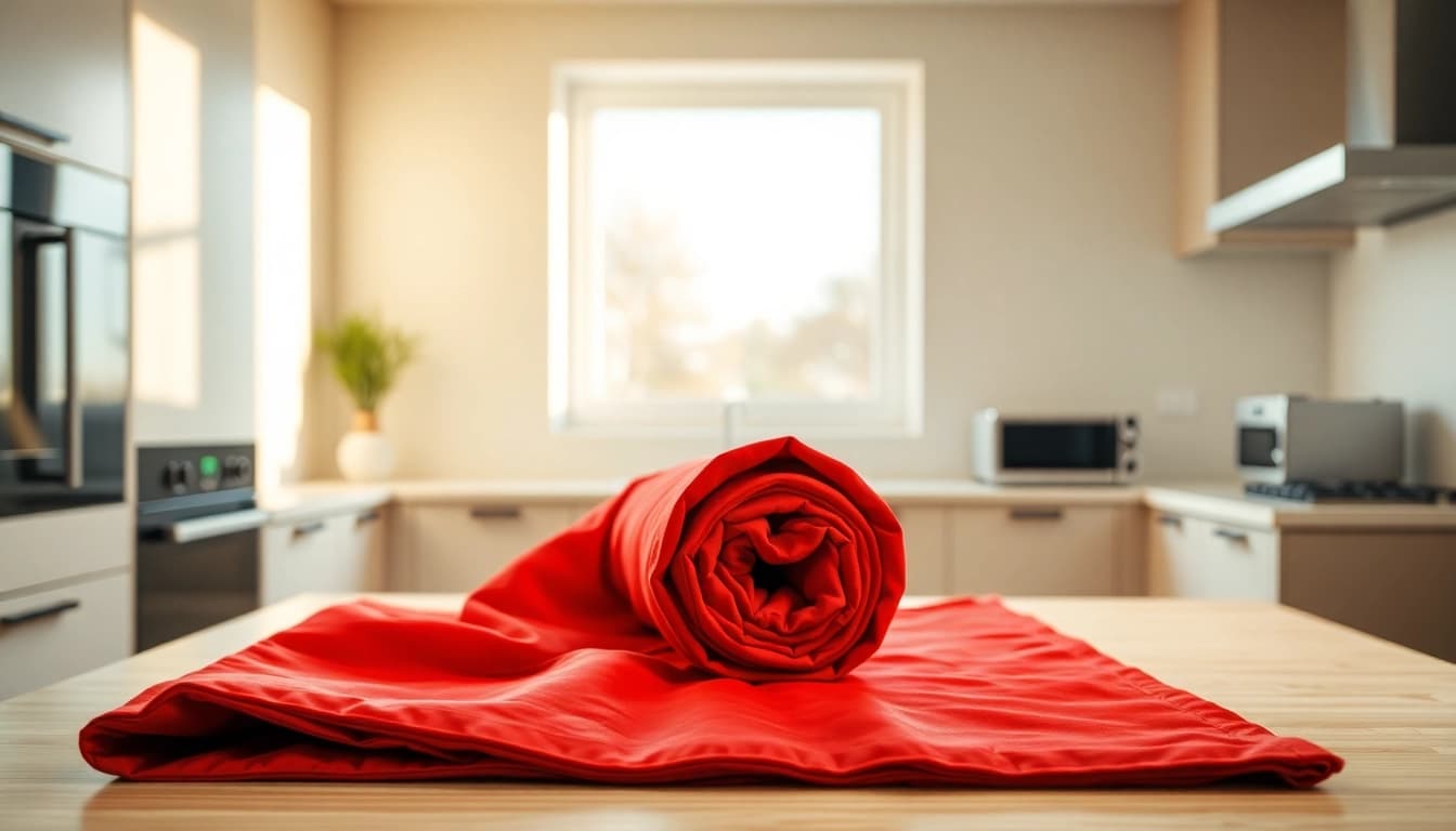 Deploying a fire blanket in a modern kitchen to enhance safety practices.