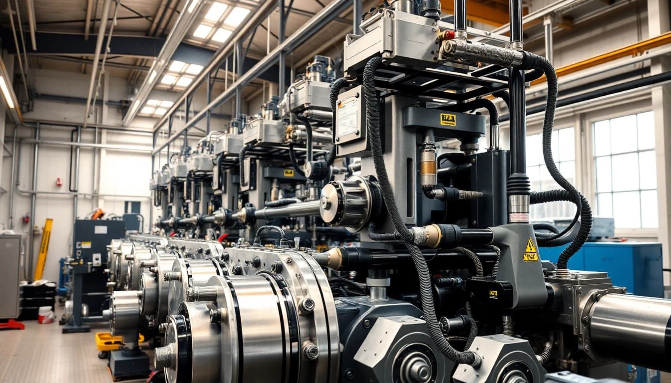 Industrial hydraulics solutions showcased in a professional workspace with advanced equipment.