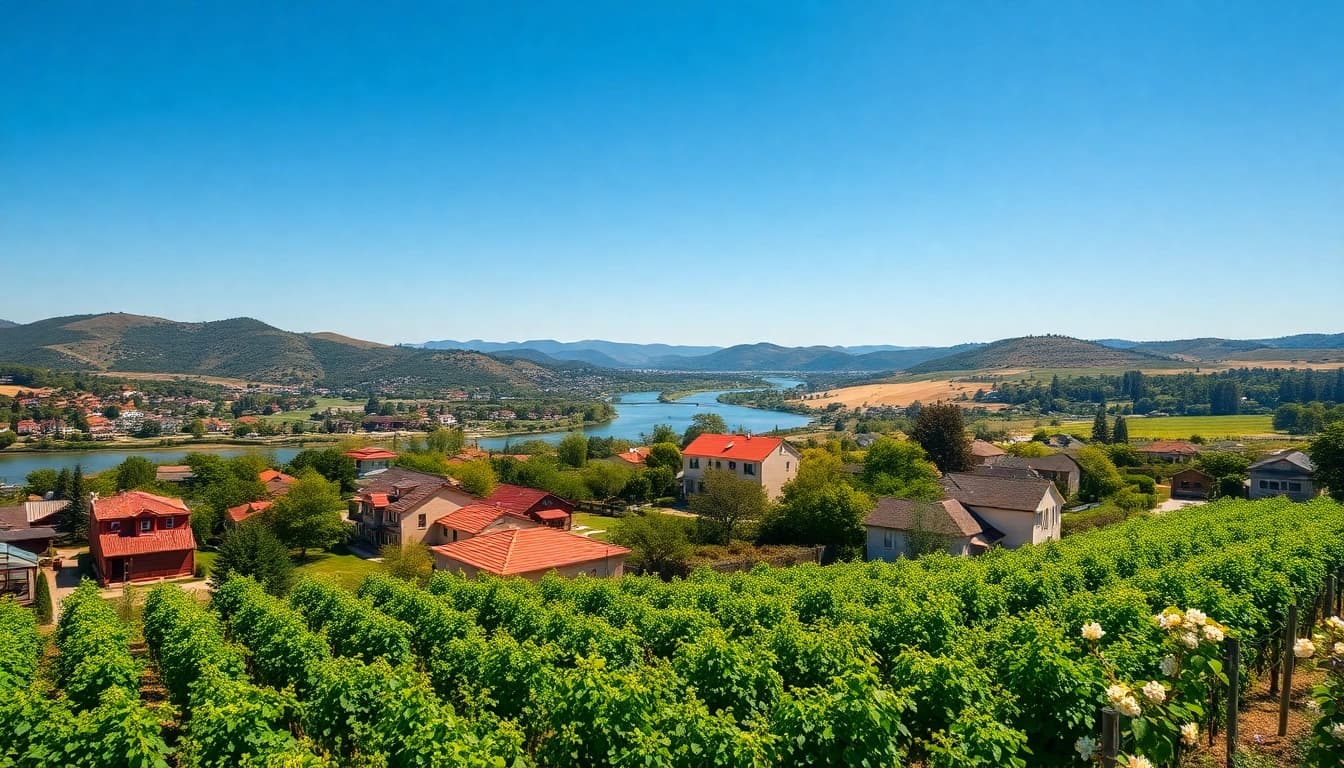 Vibrant aerial view of Clarksburg ca featuring lush vineyards and scenic landscapes.