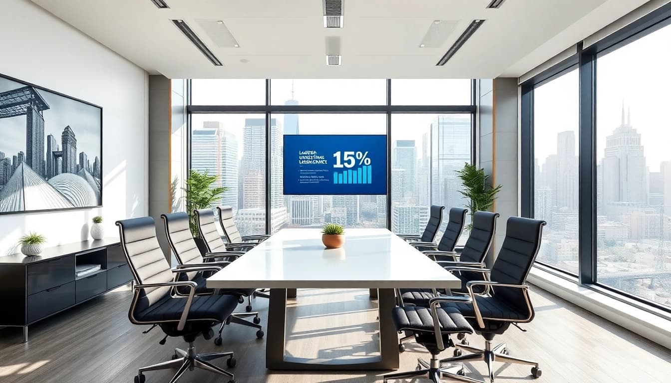 Showcasing a professional environment for industrial leasing with modern features and bright lighting.