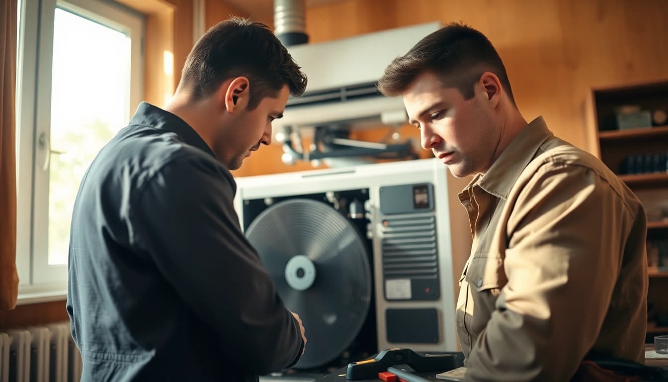 HVAC technician performing heating repair in Patterson, NY, showcasing skill and professionalism.