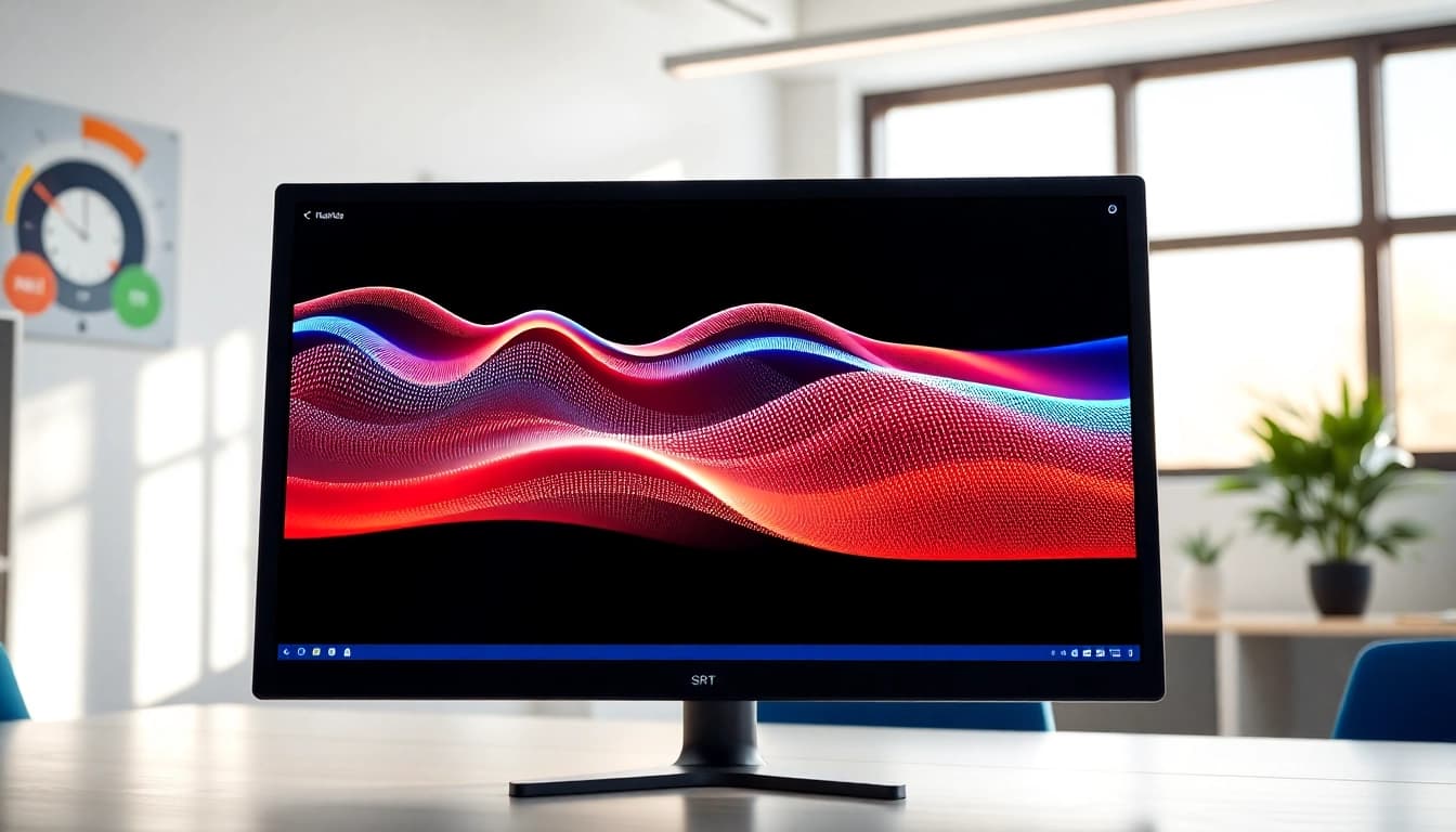 Generate subtitles accurately with a modern SRT Generator tool featured on a sleek computer screen.