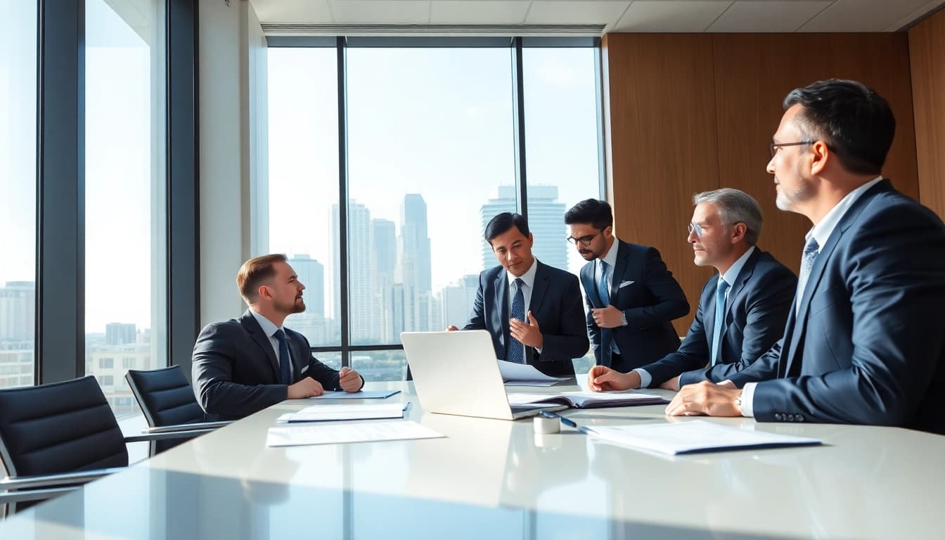 Experienced Atlanta Injury Lawyers strategizing in a modern office setting.