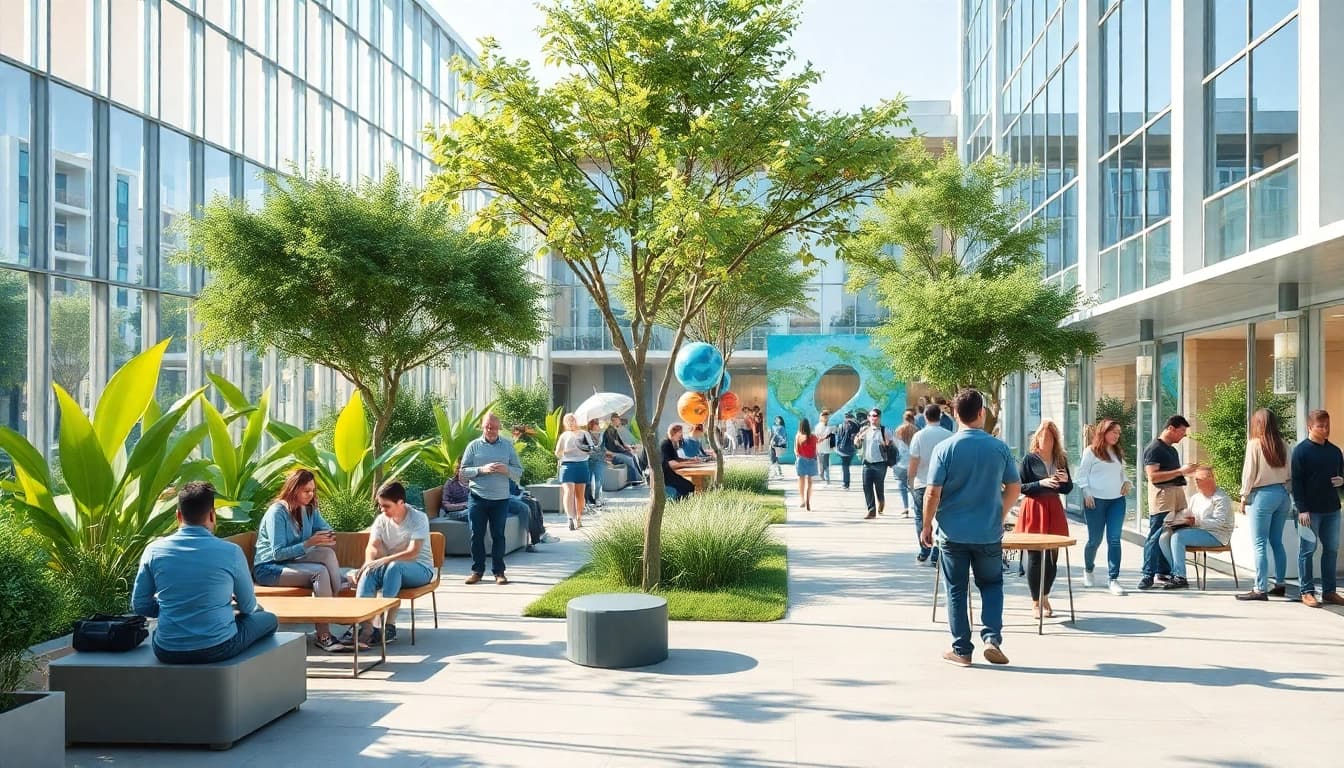 Community engagement at LC88 Land: diverse people enjoying vibrant outdoor space