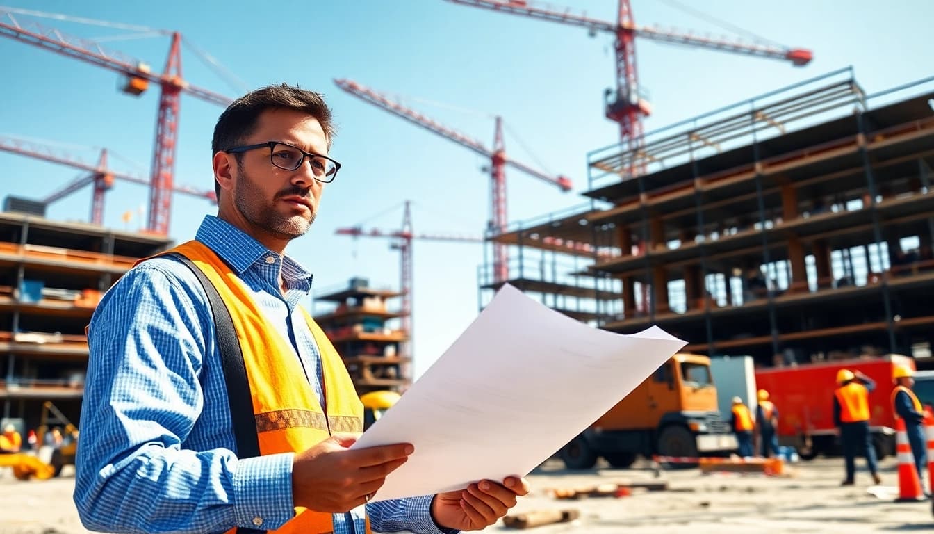 New Jersey Construction Manager overseeing a busy construction site with confidence and clarity.