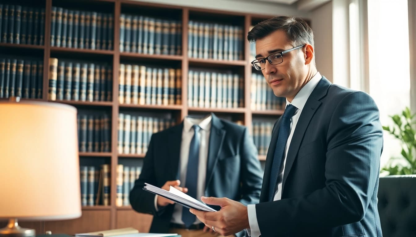 Engaging Alexandria Personal Injury Lawyer consulting with clients in a professional office setting.