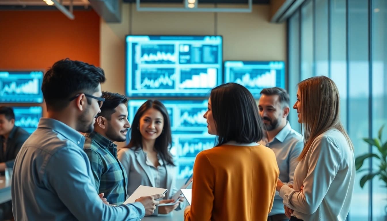 Engaging collaboration in Managed Services environment, showcasing teamwork and technology in action.