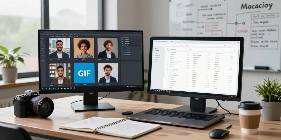 Data scientist using an ai image detector in a modern workspace, analyzing AI-generated images.