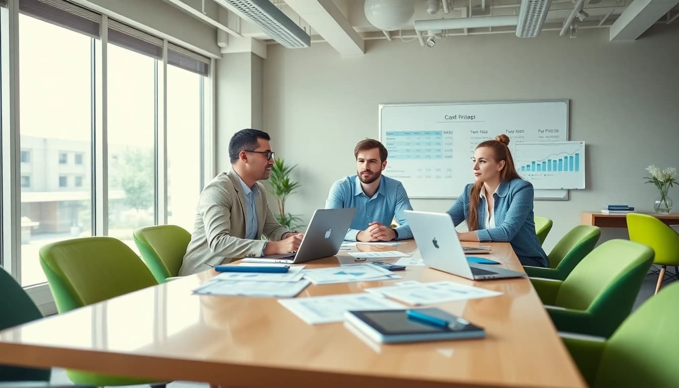 Find competitor pricing through analysts collaborating at a conference table with data.
