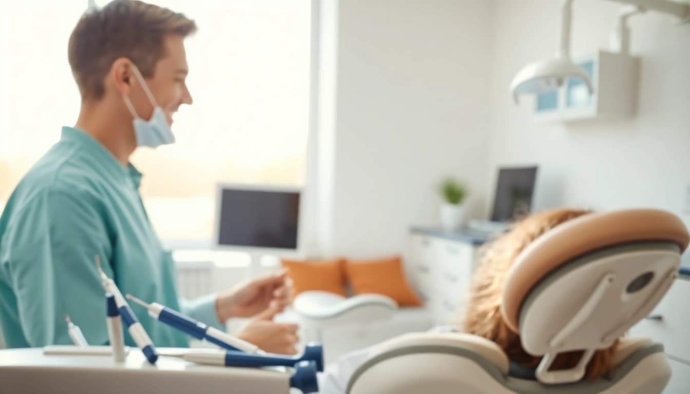 Frankfort IL dentist consulting a patient in a modern dental office for quality care.