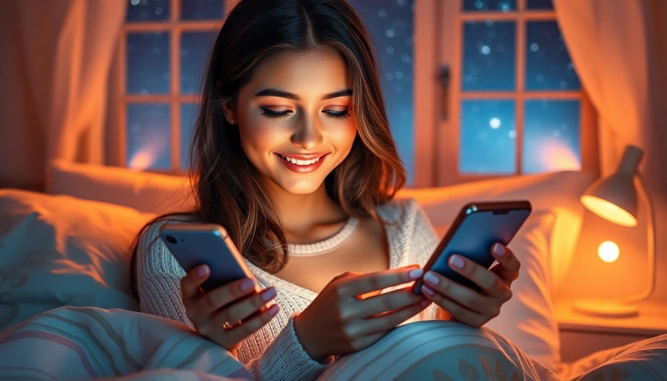 Sending a touching good night message for her, creating a warm and romantic atmosphere.