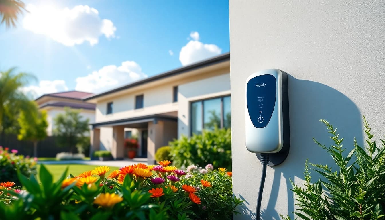 McNally EV charging station seamlessly installed at a beautiful home with a perfect landscape.