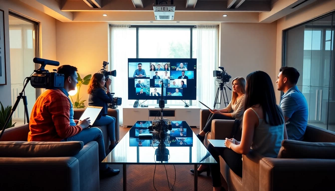 Engaging corporate video production session illustrating creativity and teamwork.