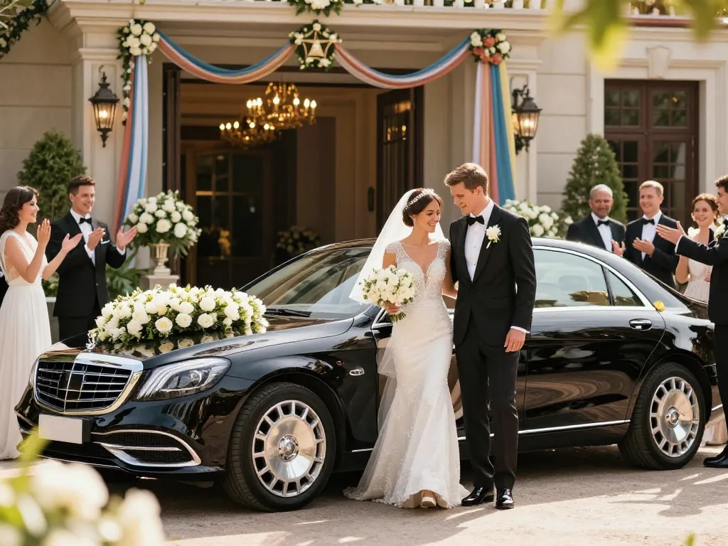 Thuê xe cưới Mercedes sang trọng cho trải nghiệm đám cưới phong cách.