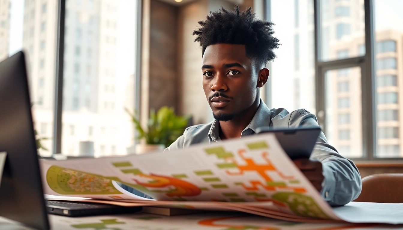 View of a focused planner at https://2020group.co.za analyzing urban development plans with precision.