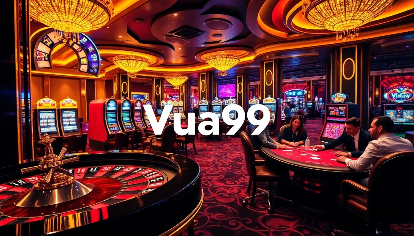 Players competing in a high-energy Vua99 casino environment with vibrant games and dynamic tables.