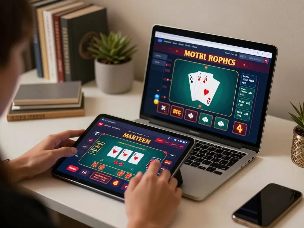 Experience engaging poker gameplay online with FIVE88 through a modern tablet setup.