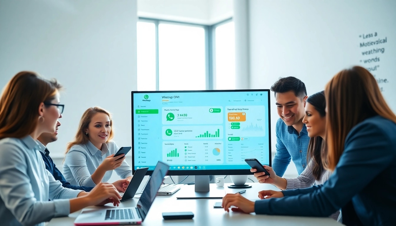 Understanding What is a CRM for WhatsApp with a business team engaging over CRM software.
