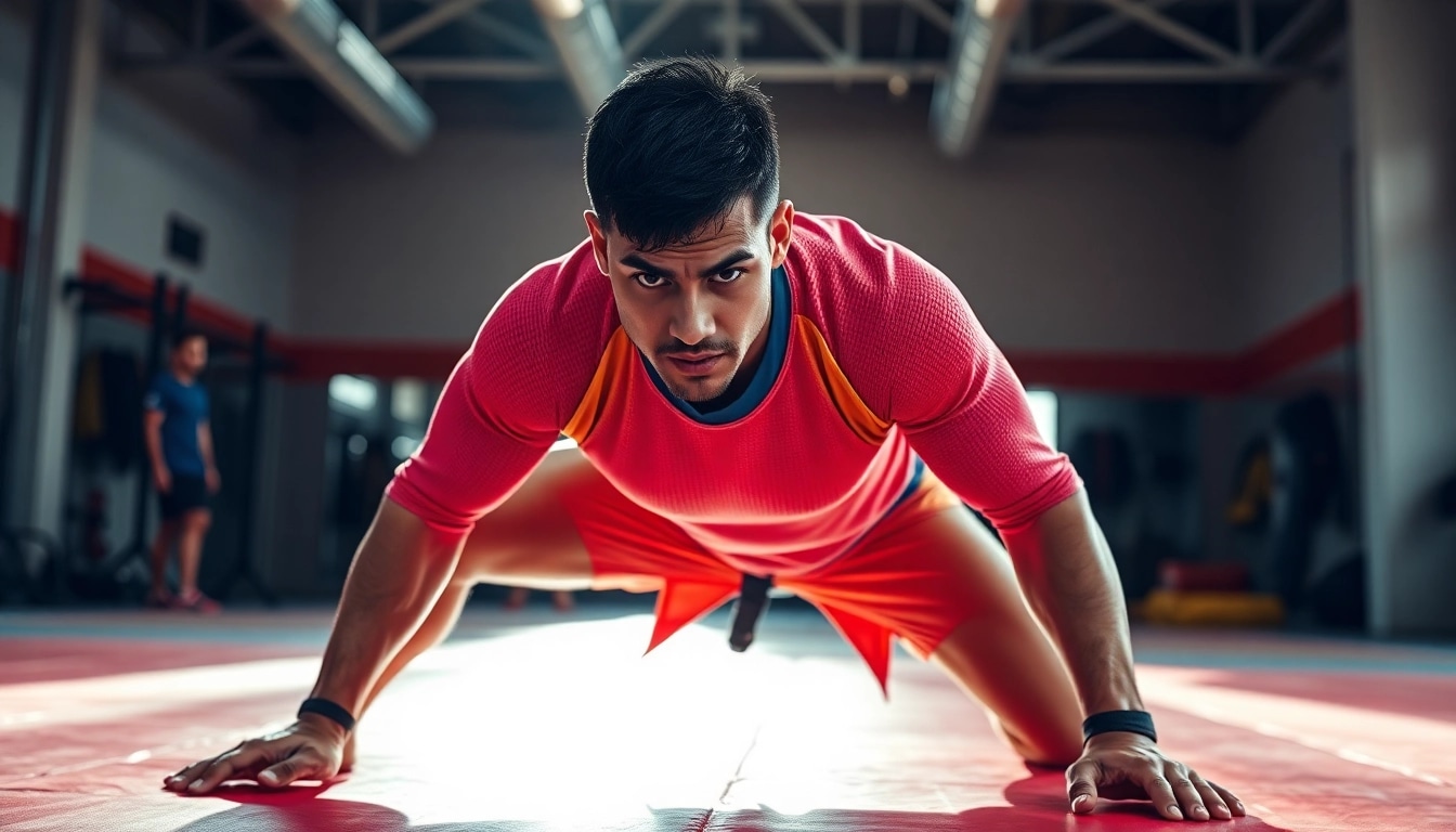 Engaged athlete training in Jiu Jitsu Rash Guards on a vibrant mat.