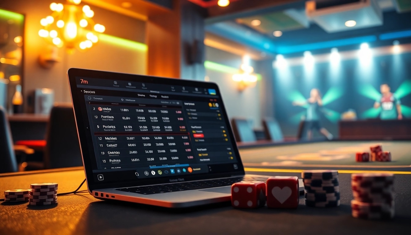 View the interactive 7m online sports betting interface with vibrant soccer odds and gaming elements.