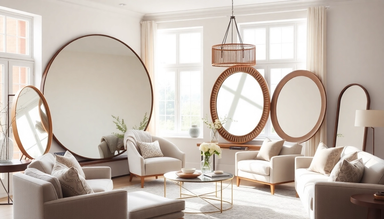 Showcase handmade designer mirrors from https://merithome.co.uk in a modern living room setting.