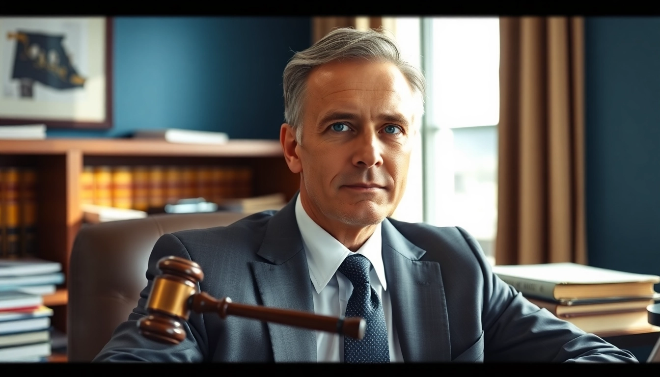 South Dakota car accident lawyer confidently consulting at a desk in a bright office setting.