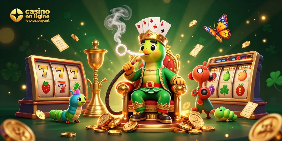 Illustration captivante d'un casino en ligne le plus payant avec un maître des narguilés et des éléments de machine à sous.
