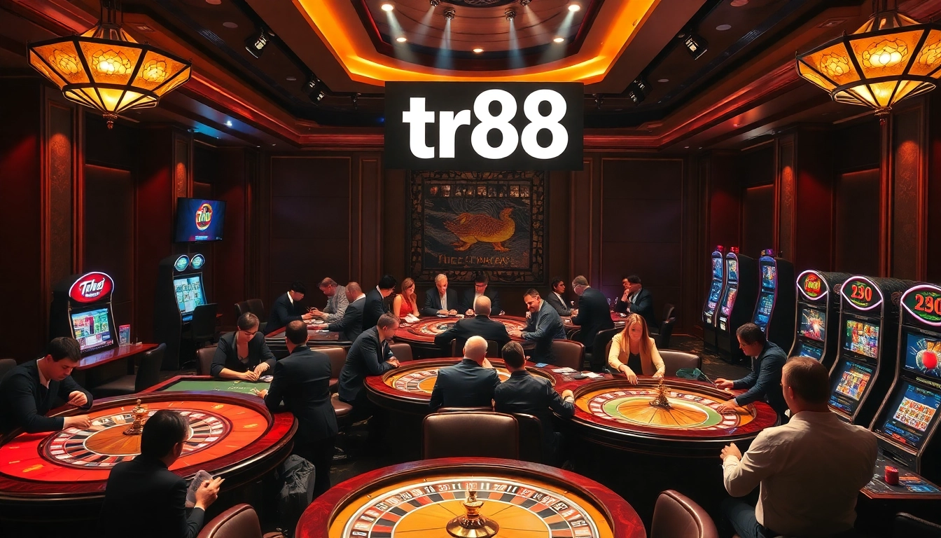 Experience high-stakes gambling excitement at TR88 casino with vibrant games and engaging players.