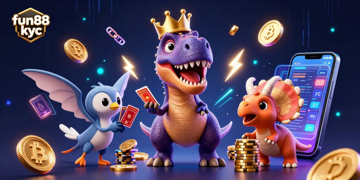 Chơi cá cược trực tuyến tại Fun88 KYC với những chi tiết độc đáo như khủng long và thẻ bài.
