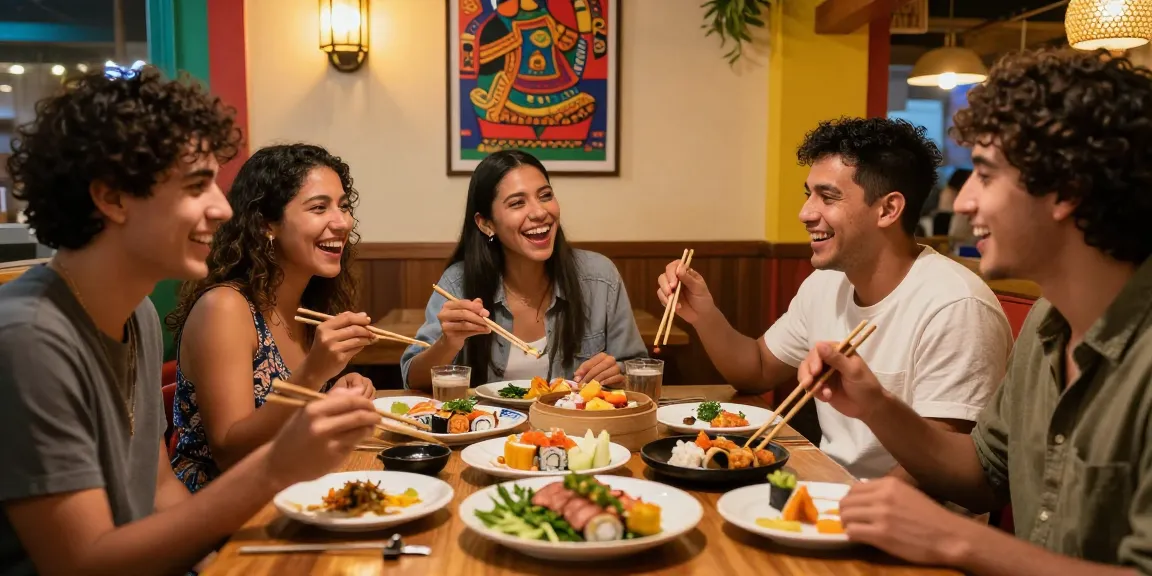 Explore Asian cuisine with friends at https://hanadultalk.com in a cozy vibrant restaurant setting