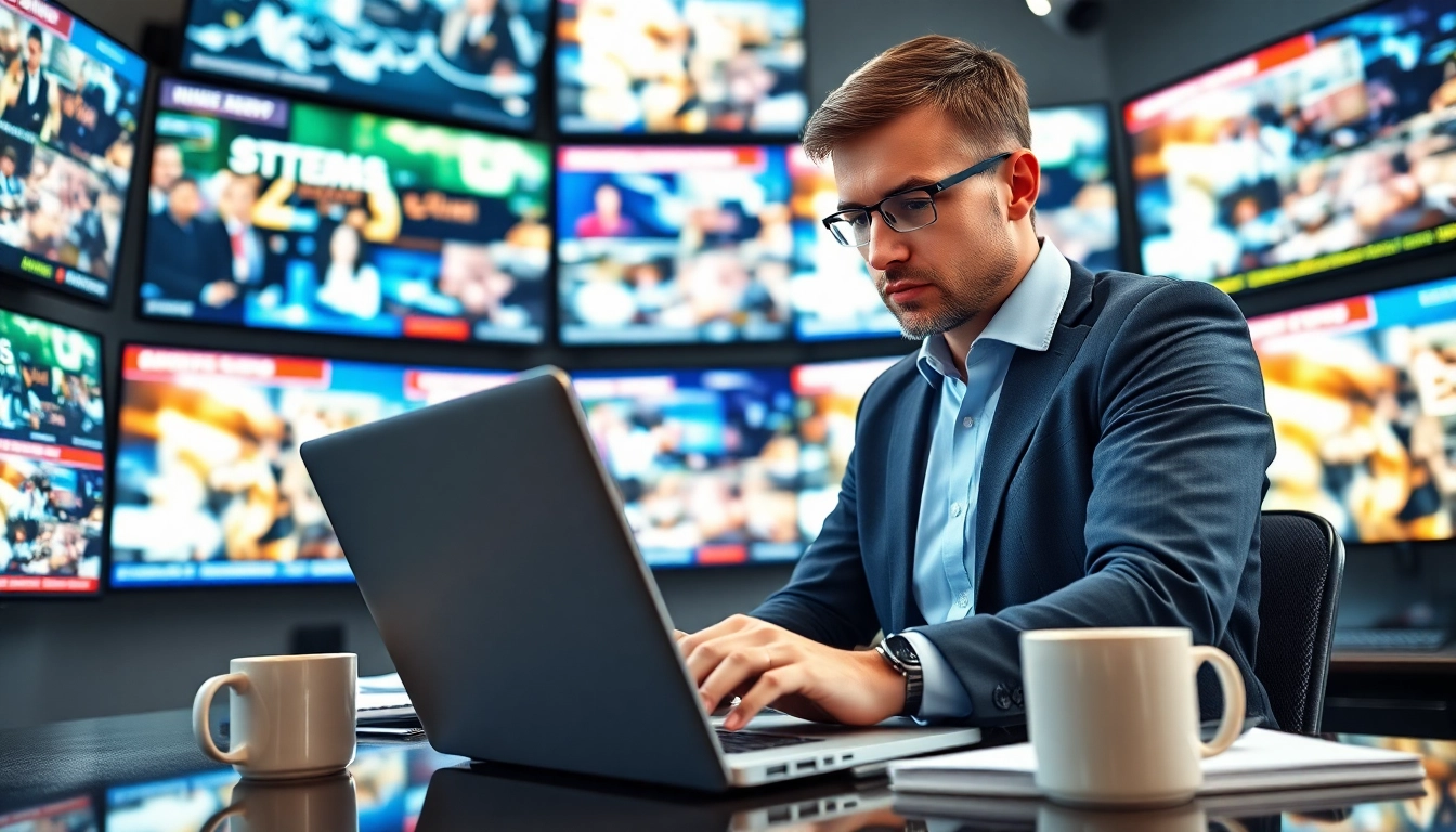 Engaging lifestyle news scene featuring a journalist creating captivating news articles.