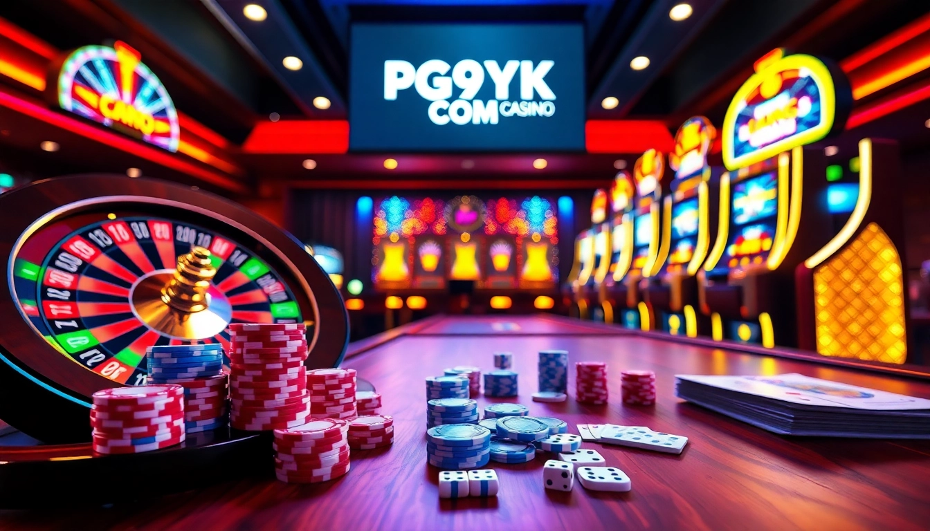 Experience excitement at PG99YK COM with luxury casino tables and vibrant slot machines.