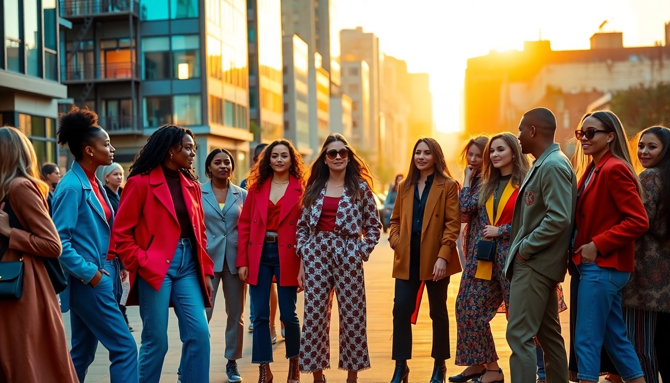 Models showcasing diverse Fashion styles in an urban setting