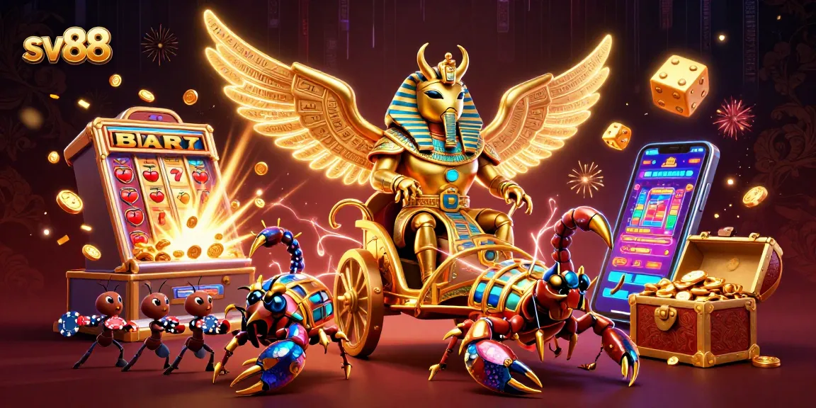 Spin and win at sv88 with stunning visuals of casino games, vibrant characters, and rich elements.