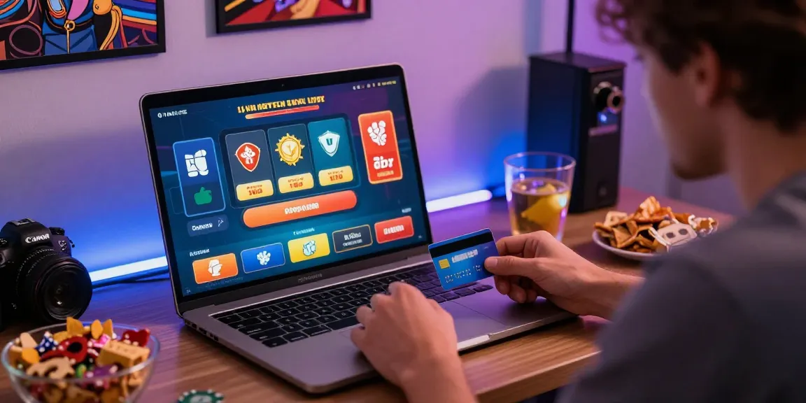 Player depositing at online casinos that accept credit card in a vibrant home office setting
