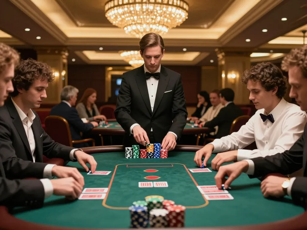 Players enjoying a thrilling poker game at RR88, showcasing strategy and excitement in a vibrant casino.