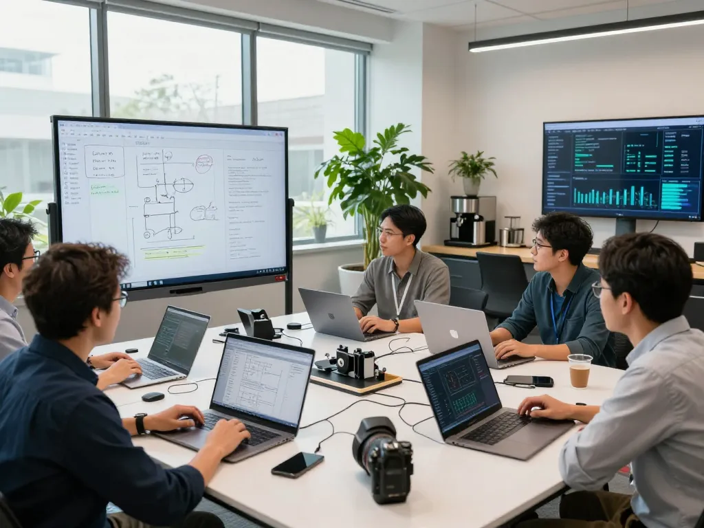 Dynamic team collaborating on Siemens engineering solutions in modern workspace.