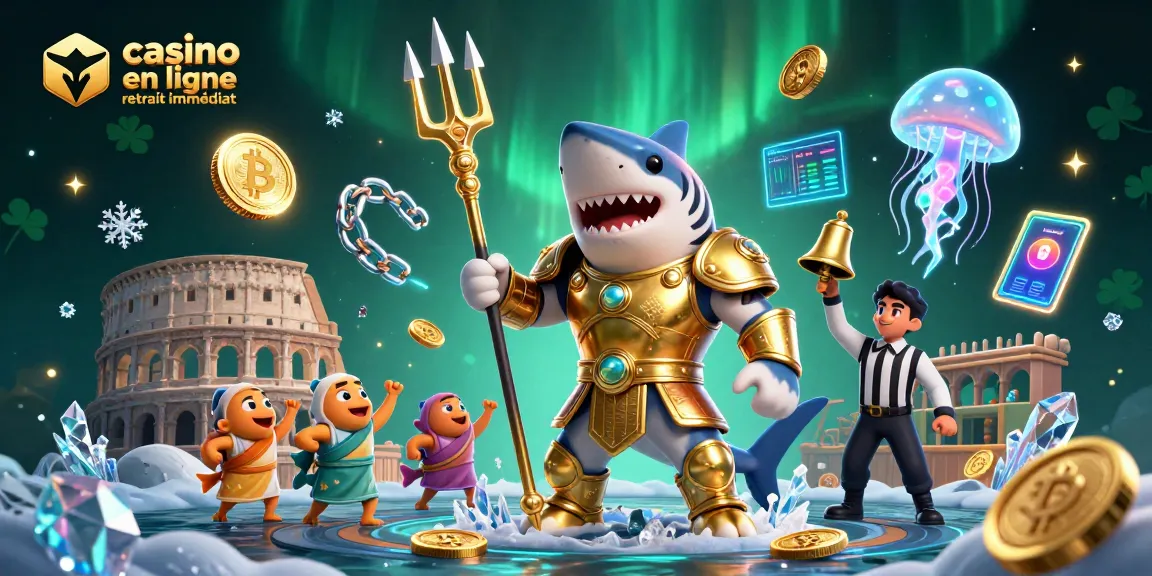 Faites des retraits immédiats dans un casino en ligne avec un requin tigre en armure d'or, attrayant et dynamique.